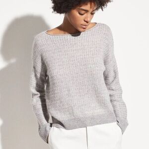 Vince grid wool cashmere blend boatneck sweater XL